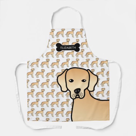 Yellow Labrador Retriever Cartoon Dog & Name Schort (Voorkant)