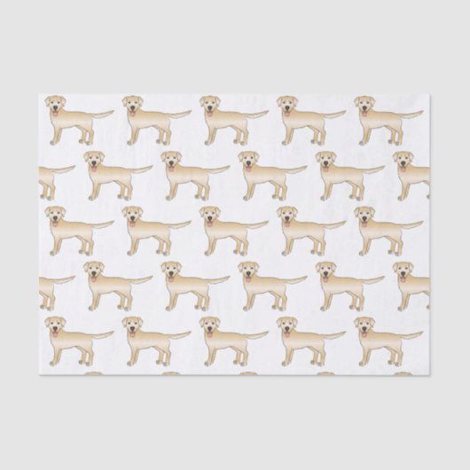 Yellow Labrador Retriever Cartoon Dog Patroon Tissuepapier (Voorkant)