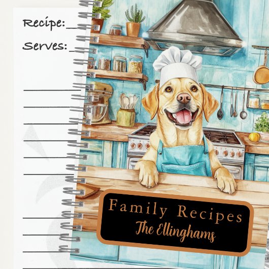 Yellow Labrador Retriever Chef Spiral Recipe Book Notitieboek