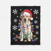 Yellow Labrador Retriever Christmas Tree Light Paj Fleece Deken (Voorkant)