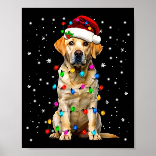 Yellow Labrador Retriever Christmas Tree Light Paj Poster (Voorkant)
