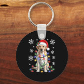 Yellow Labrador Retriever Christmas Tree Light Paj Sleutelhanger (Voorkant)
