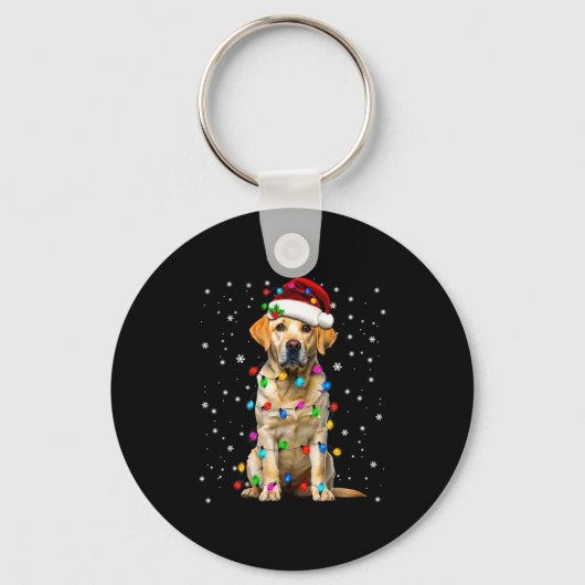 Yellow Labrador Retriever Christmas Tree Light Paj Sleutelhanger (Voorkant)
