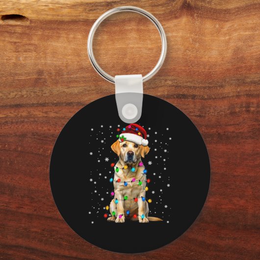 Yellow Labrador Retriever Christmas Tree Light Paj Sleutelhanger (Voorkant)