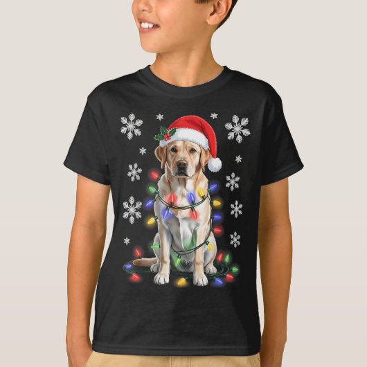 Yellow Labrador Retriever Christmas Tree Light Paj T-shirt (Voorkant)