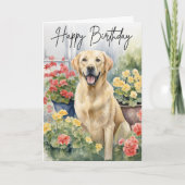 Yellow Labrador Retriever Dog Afbeelding Verjaarda Kaart (Voorkant)