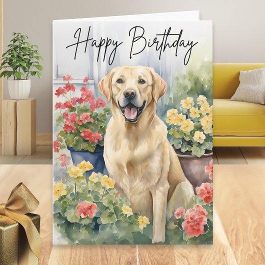 Yellow Labrador Retriever Dog Afbeelding Verjaarda Kaart