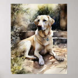 Yellow Labrador Retriever Dog Art Print Poster