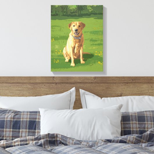 Yellow Labrador Retriever Dog Canvas Afdruk (Insitu (Slaapkamer))