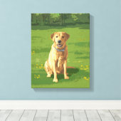 Yellow Labrador Retriever Dog Canvas Afdruk (Insitu (Houten vloer))