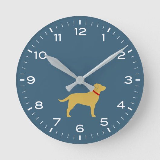 Yellow Labrador Retriever Dog Silhouette Ronde Klok (Voorkant)