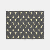 Yellow Labrador Retriever Dog Silhouettes Patroon Fleece Deken (Voorkant (Horizontaal))