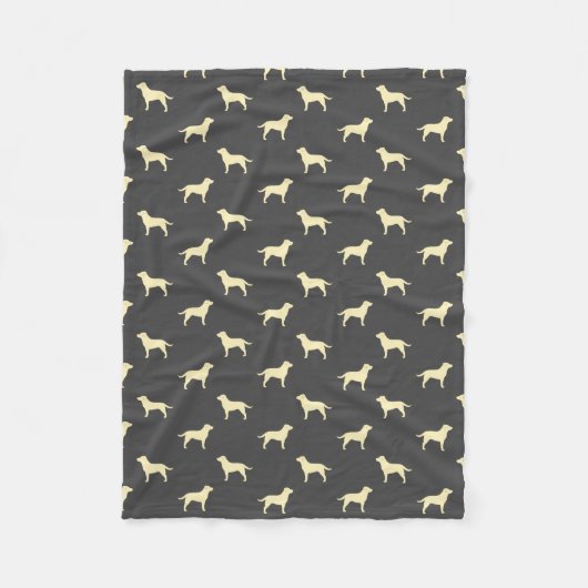 Yellow Labrador Retriever Dog Silhouettes Patroon Fleece Deken (Voorkant)