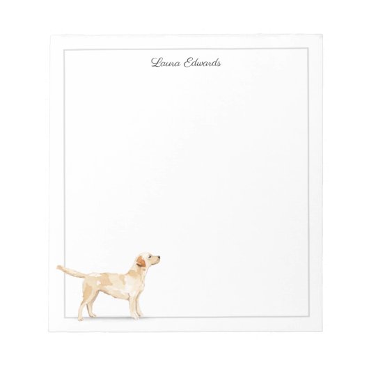 Yellow Labrador Retriever Gray Border Personalized Notitieblok (Voorkant)