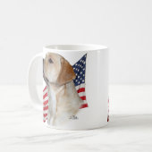 Yellow Labrador Retriever head and American Flag Koffiemok (Voorkant links)