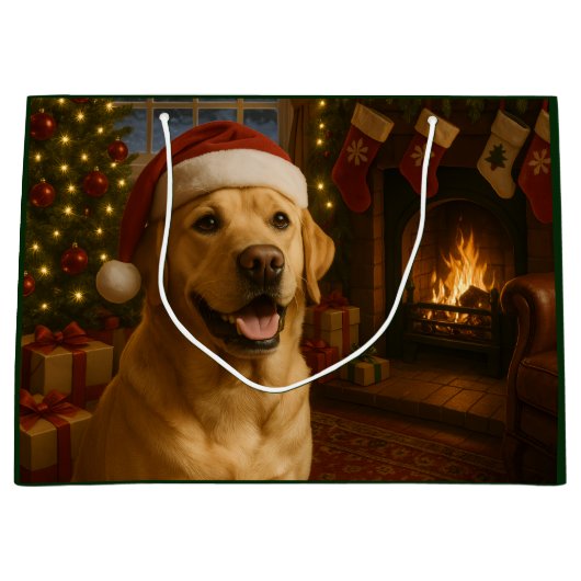 Yellow Labrador Retriever Holiday  Groot Cadeauzakje (Voorkant)