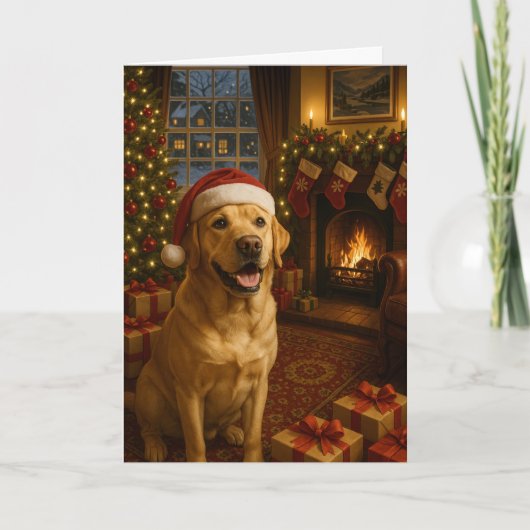 Yellow Labrador Retriever Holiday  Kaart (Voorkant)
