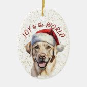 Yellow Labrador Retriever Hondenvreugde aan de wer Keramisch Ornament (Voorkant)