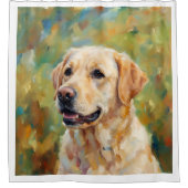 Yellow Labrador Retriever Impressionist Art Douchegordijn (Voorkant)
