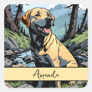 Yellow Labrador Retriever in Natuur Vierkante Sticker