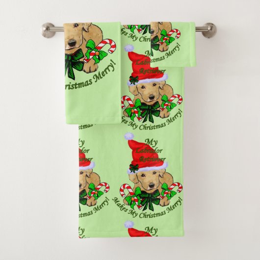Yellow Labrador Retriever kerst Bad Handdoek (Insitu)