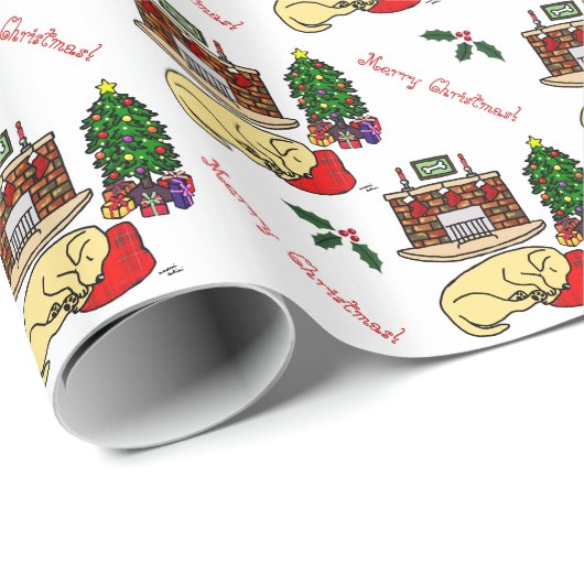 Yellow Labrador Retriever kerst Cadeaupapier (Rol Hoek)