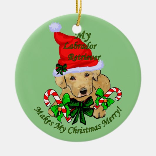 Yellow Labrador Retriever kerst Keramisch Ornament (Voorkant)