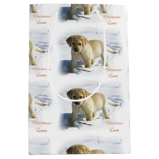 Yellow Labrador Retriever kerst Medium Cadeauzakje (Voorkant)