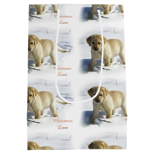 Yellow Labrador Retriever kerst Medium Cadeauzakje (Achterkant)