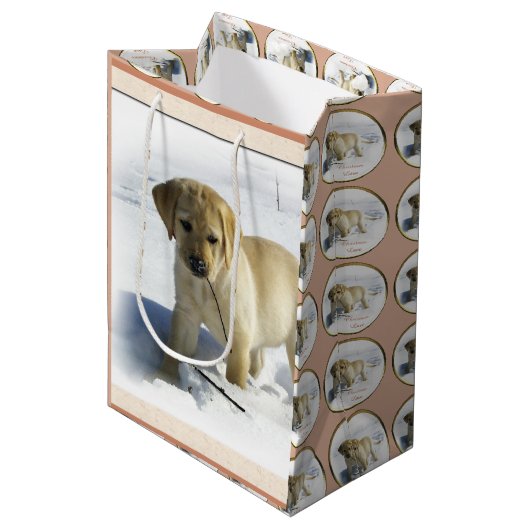 Yellow Labrador Retriever kerst Medium Cadeauzakje (Voorkant Gekanteld)
