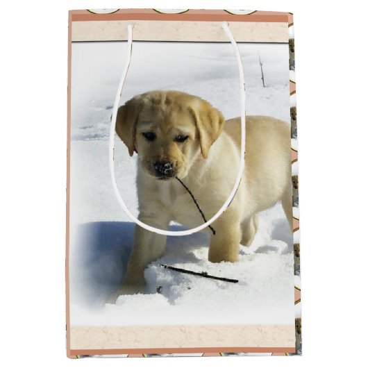 Yellow Labrador Retriever kerst Medium Cadeauzakje (Voorkant)