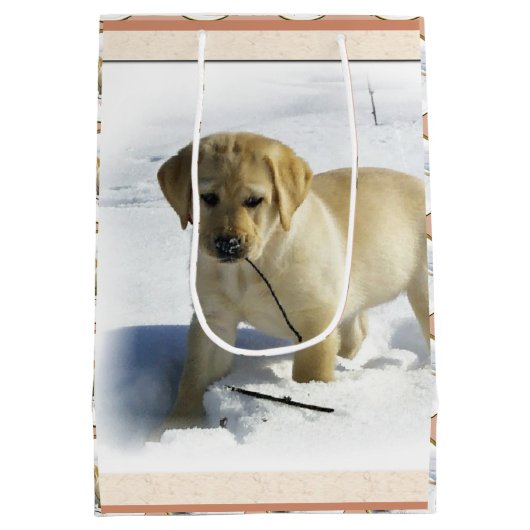 Yellow Labrador Retriever kerst Medium Cadeauzakje (Achterkant)