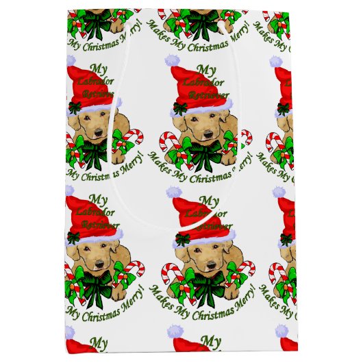 Yellow Labrador Retriever kerst Medium Cadeauzakje (Voorkant)