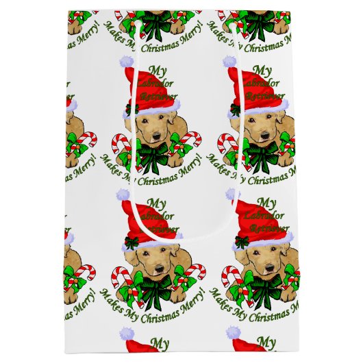 Yellow Labrador Retriever kerst Medium Cadeauzakje (Achterkant)