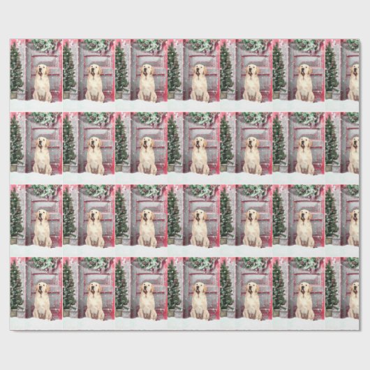 Yellow Labrador Retriever kerstakelpapier Cadeaupapier (Vlak)