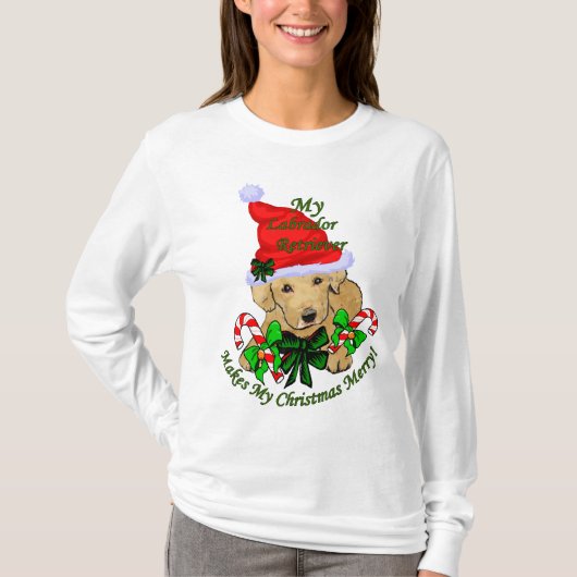Yellow Labrador Retriever kerstcadeaus T-shirt (Voorkant)
