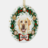 Yellow Labrador Retriever kerstkoekje Wreate Keramisch Ornament (Rechts)