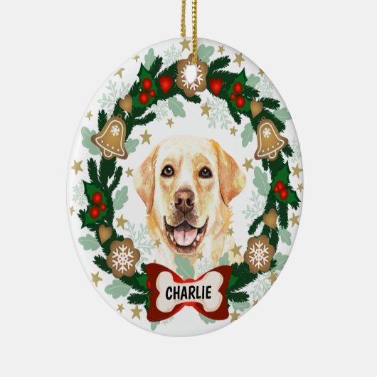 Yellow Labrador Retriever kerstkoekje Wreate Keramisch Ornament (Rechts)