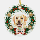 Yellow Labrador Retriever kerstkoekje Wreate Keramisch Ornament (Voorkant)