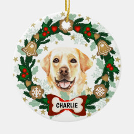 Yellow Labrador Retriever kerstkoekje Wreate Keramisch Ornament