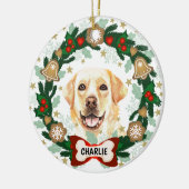 Yellow Labrador Retriever kerstkoekje Wreate Keramisch Ornament (Links)
