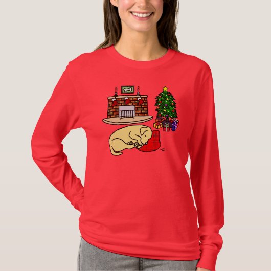 Yellow Labrador Retriever kerstShirten T-shirt (Voorkant)