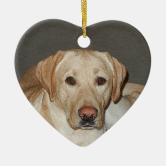 Yellow Labrador Retriever kerstversiering Keramisch Ornament (Voorkant)