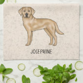 Yellow Labrador Retriever Lab Hond Jouw naam Beige Theedoek (Gevouwen)
