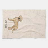 Yellow Labrador Retriever Lab Hond Jouw naam Beige Theedoek (Horizontaal)