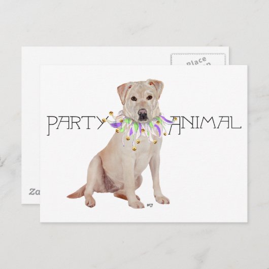 Yellow Labrador Retriever Party Uitnodiging Briefkaart (Voorkant / Achterkant)