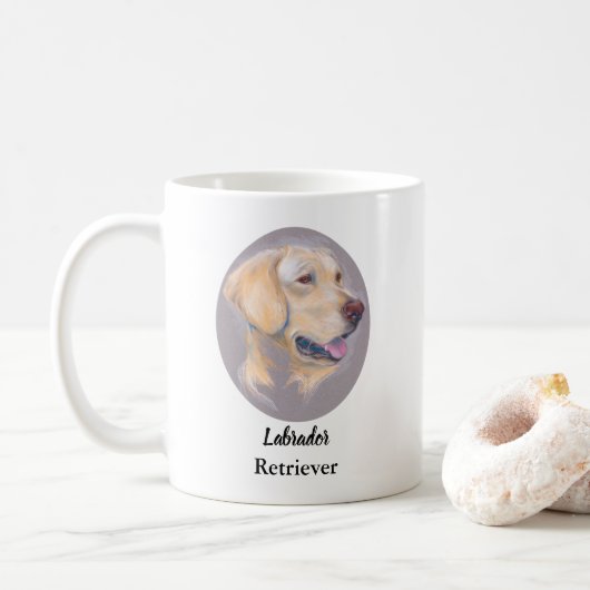 Yellow Labrador Retriever portret gepersonaliseerd Koffiemok (Met donut)