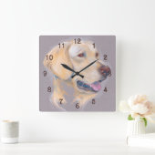 Yellow Labrador Retriever portret Vierkante Klok (Huis)