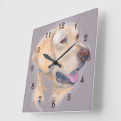 Yellow Labrador Retriever portret Vierkante Klok (Hoek)