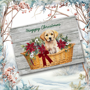 Yellow Labrador Retriever Puppy Basket Vakantie